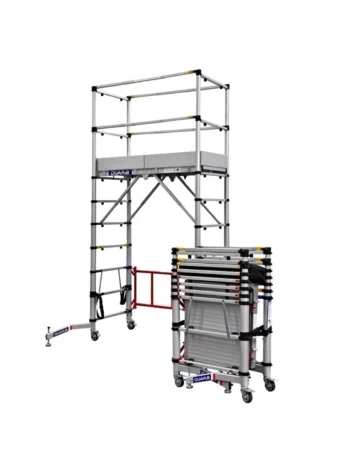 Échafaudage roulant aluminium télescopique – hauteur max 2 m – plateforme de travail